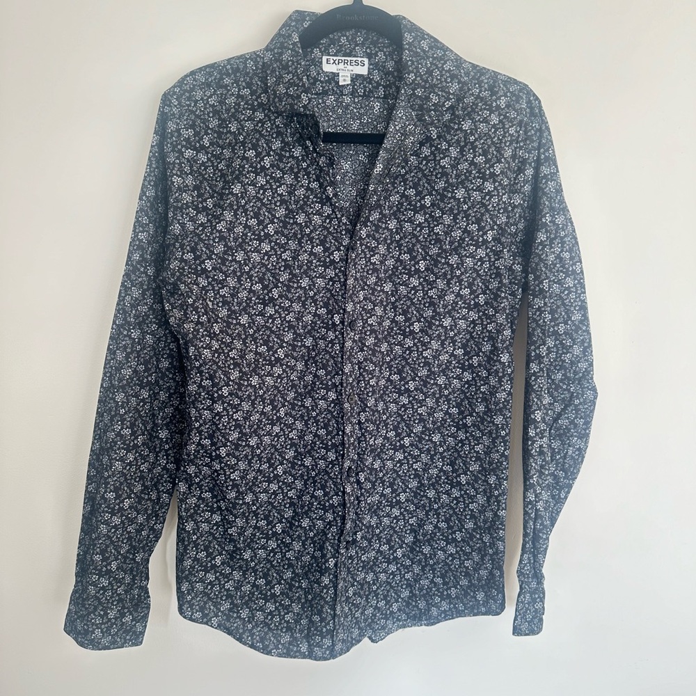 Express Men’s Extra Slim Fit Floral Button-Down Shirt Size M‎ - Picture 5 of 6